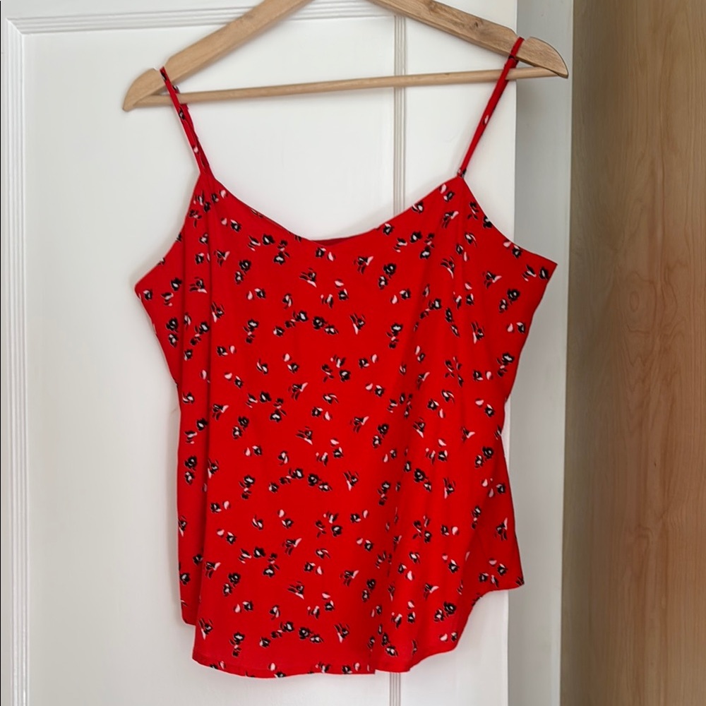 Red Floral Tank Top with Liner - Medium